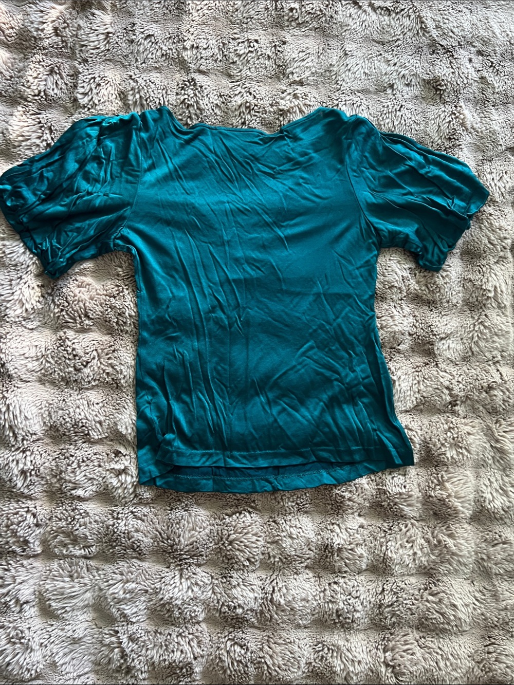 Banana Republic Teal V-Neck Puff Sleeve Blouse - Picture 2 of 3
